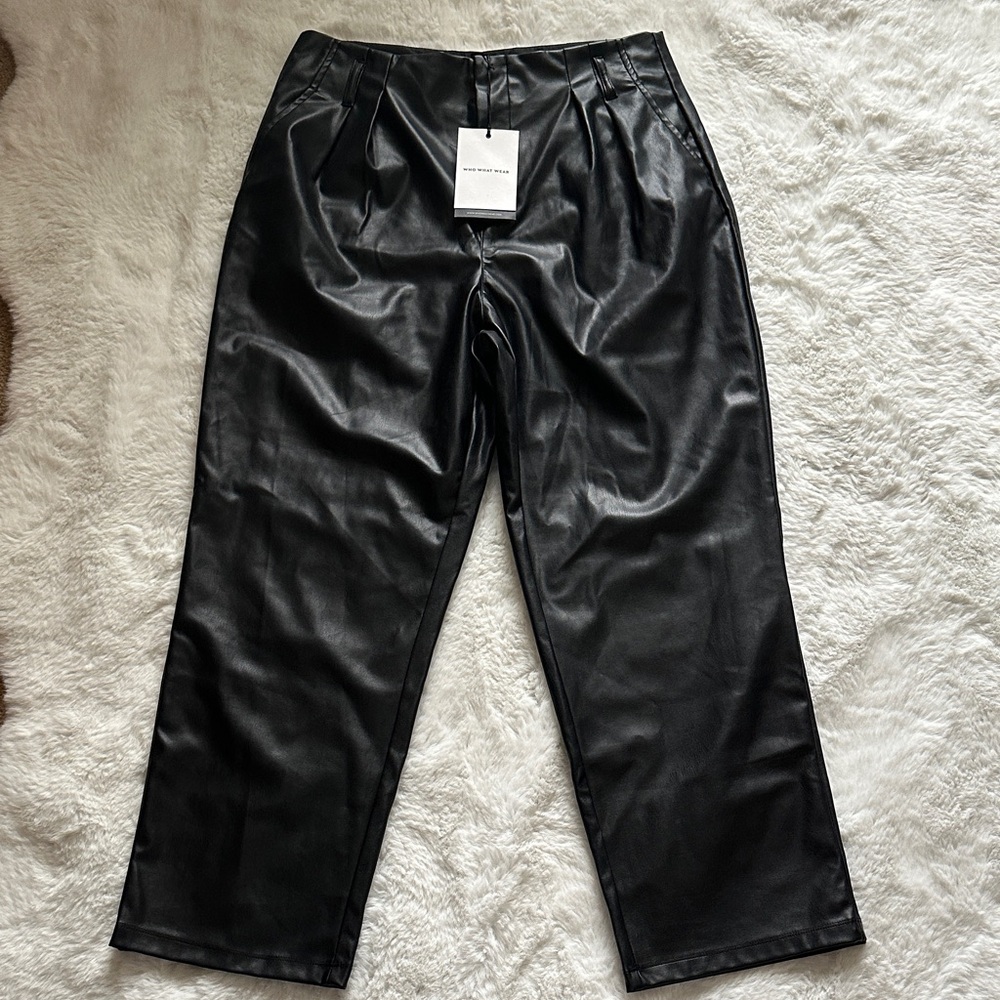 Who What Wear Sleek Black Leatherette Trousers